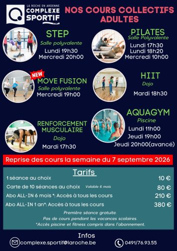 Cours collectifs adultes septembre 26